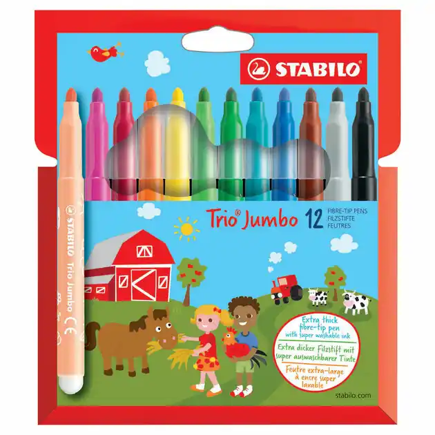 STABILO Trio Jumbo - Viltstift - Set Met 12 Stuks Lage Prijs