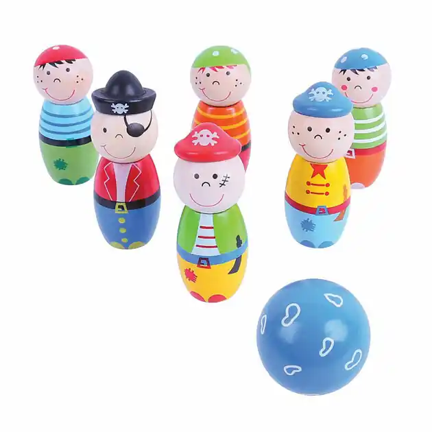 Bigjigs Houten Bowlingset Piraten, 7dlg. Weekendaanbieding
