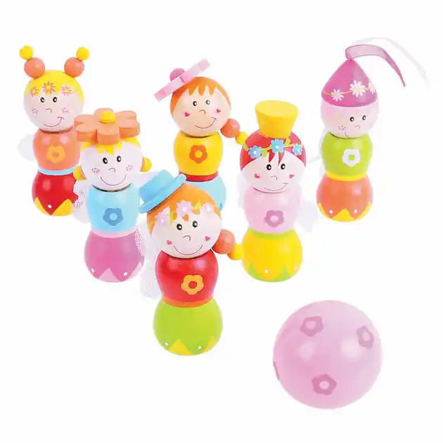 Hoge Kwaliteit Bigjigs Houten Bowlingset Prinsessen, 7dlg.