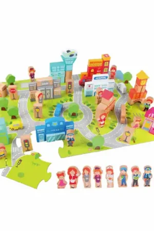 Classic World Houten Blokken Stad, 120dlg. Alleen Vandaag