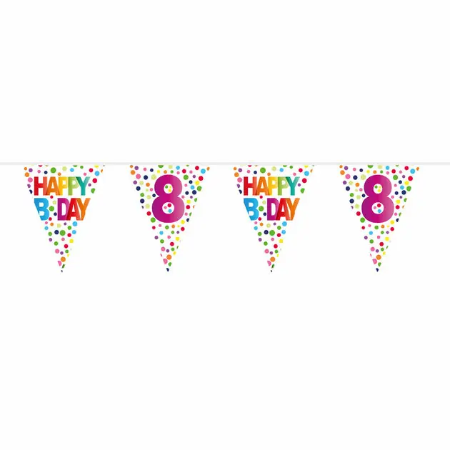 Vlaggenlijn Confetti 8 jaar, 10mtr. Laatste Versie