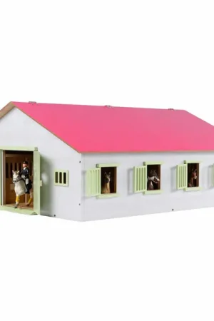 Betaalbaar Kids Globe Paardenstal Roze met 7 Boxen, 1:24