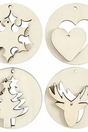 Houten Kersthangers 2in1, 8st. Aanbieding