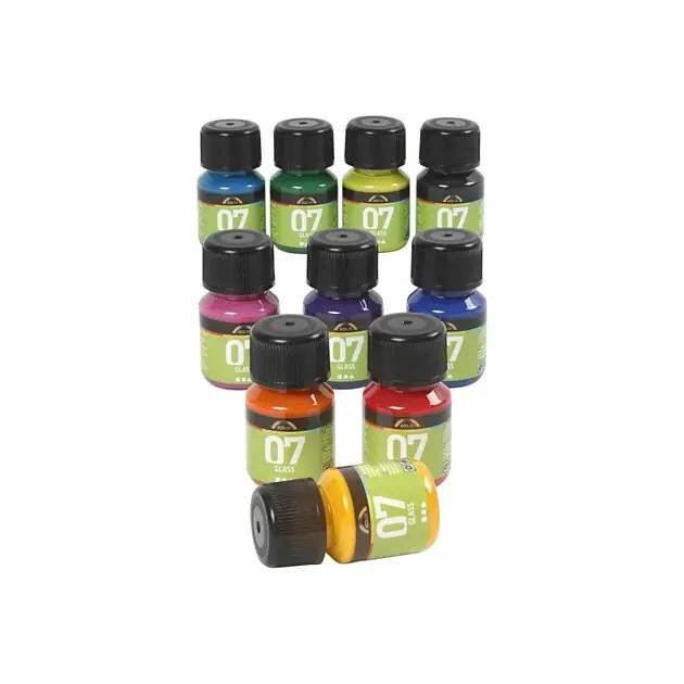 Direct Verzonden Permanente Glasverf - Set van 10 Kleuren, 30ml