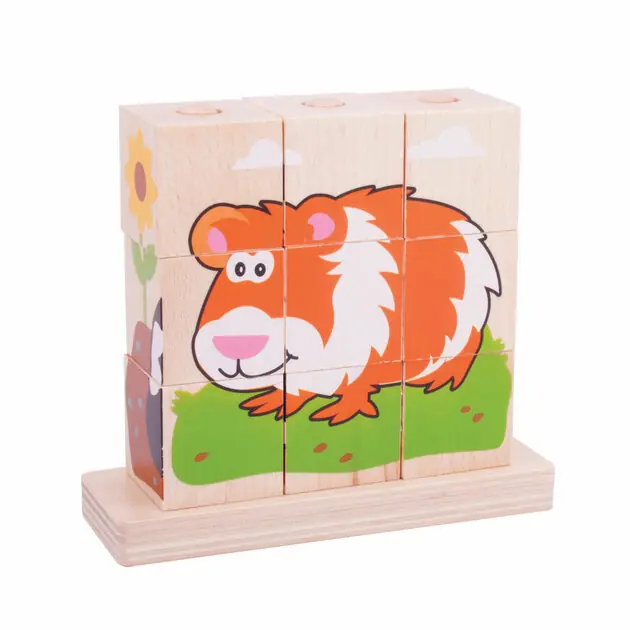 Exclusieve Aanbieding Bigjigs Houten Blokpuzzel Huisdieren, 10st.