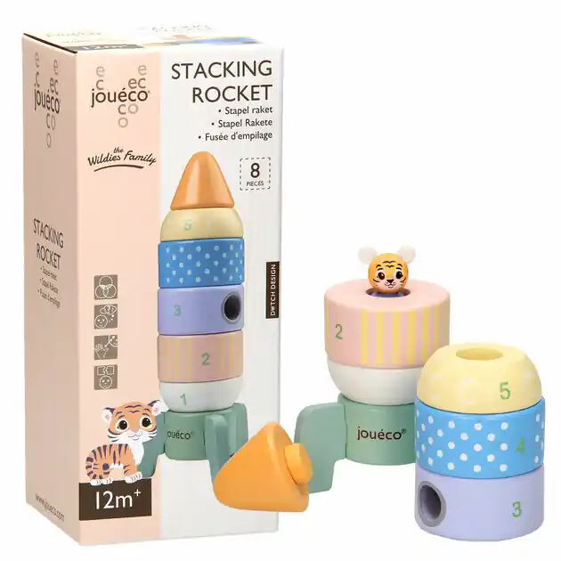 Joueco Houten Stapel Raket Exclusieve Aanbieding