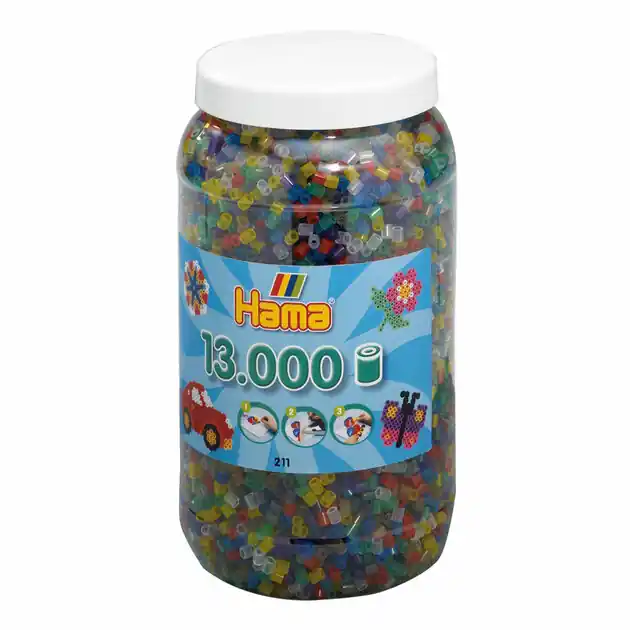 Hama Midi Strijkkralen in Pot - Transparantmix (053), 13.000st. Laatste Versie