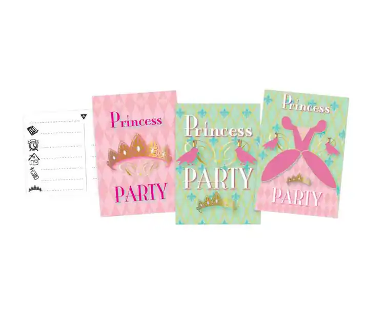 Uitnodigingen Princess Party, 6st. Bestseller