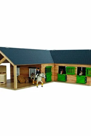 Rechtstreeks Van De Fabrikant Kids Globe Paardenhoekstal met 3 Boxen en Berging 1:24