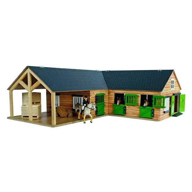Rechtstreeks Van De Fabrikant Kids Globe Paardenhoekstal met 3 Boxen en Berging 1:24