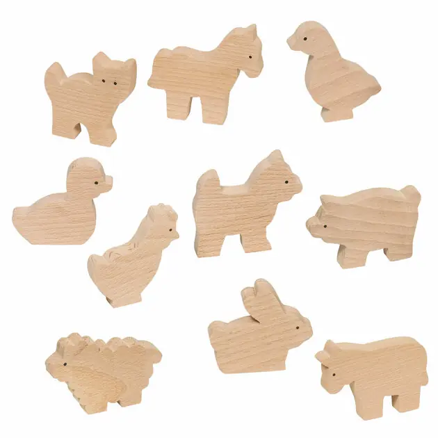 Koop Online Goki Houten Boerderij Dieren, 10st.