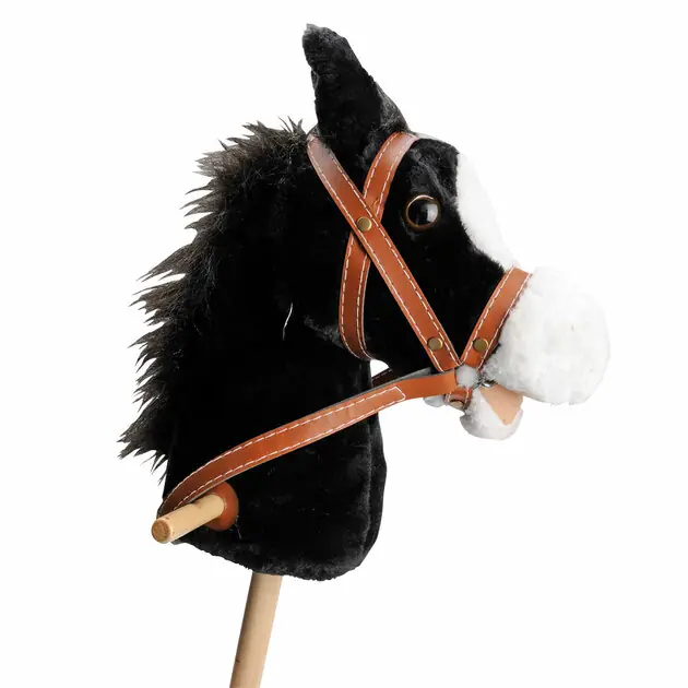 Houten Stokpaard met Geluid - Zwart Betaalbaar
