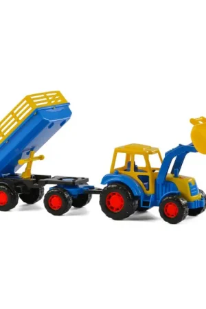 Actieprijs Cavallino Tractor met Voorlader en Aanhanger Blauw