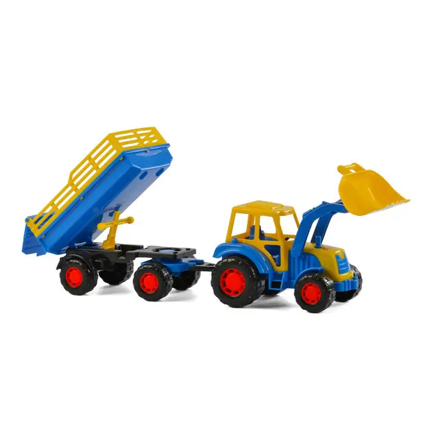 Actieprijs Cavallino Tractor met Voorlader en Aanhanger Blauw