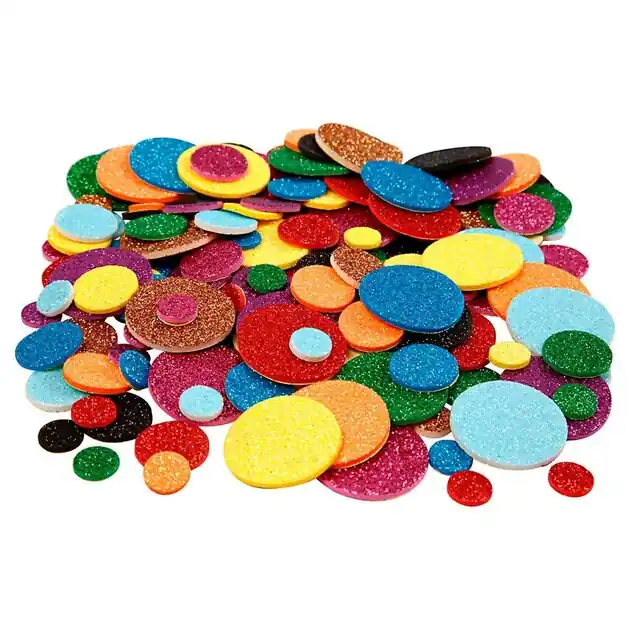 Premium Foamvormen Glitter Cirkels, 150st.