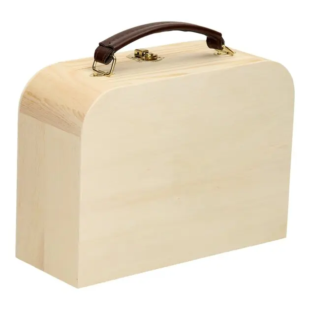 Houten Koffertje met Leren Handvat Grenen Koop Vandaag