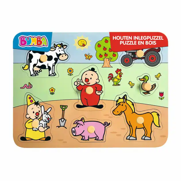 Bumba Houten Noppenpuzzel Boerderij, 7st. Meest Verkocht