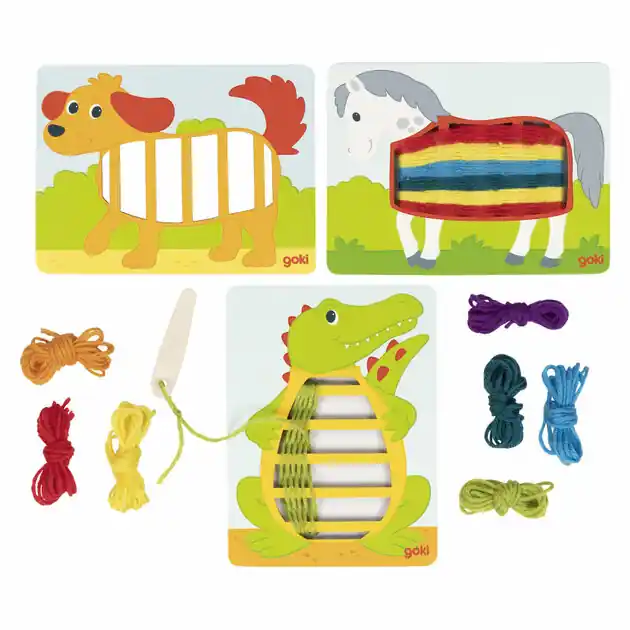 Goki Houten Weefpuzzels, 3st. Gereduceerde Prijs