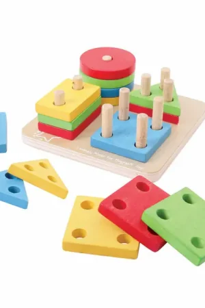 Gereduceerde Prijs Bigjigs Houten Vormen Stapelspel, 17dlg.