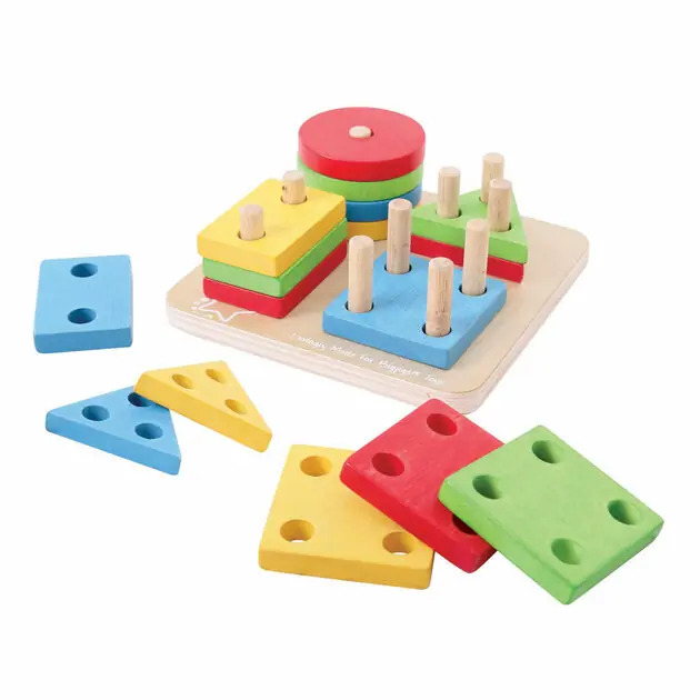 Gereduceerde Prijs Bigjigs Houten Vormen Stapelspel, 17dlg.