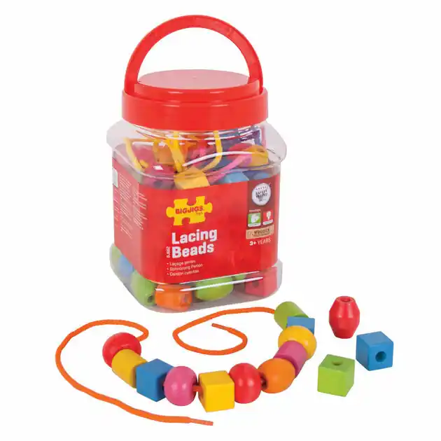 Bigjigs Houten Gekleurde Kralen, 95dlg. Shop Nu