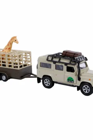 Kids Globe Die-cast Land Rover met Giraffe-trailer, 29cm Beste Prijs