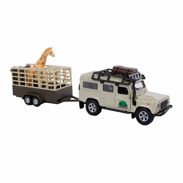 Kids Globe Die-cast Land Rover met Giraffe-trailer, 29cm Beste Prijs
