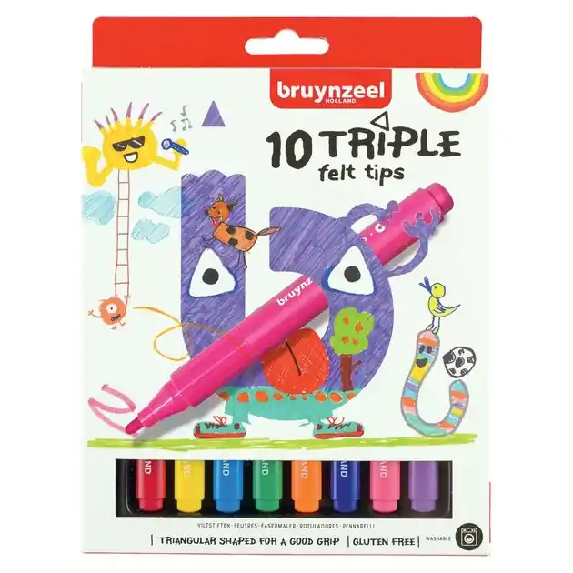 Lage Kosten Bruynzeel Kids Triple Viltstiften, 10st.