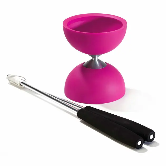 Speciale Aanbieding Rubber Diabolo met Aluminium Stokken - Roze
