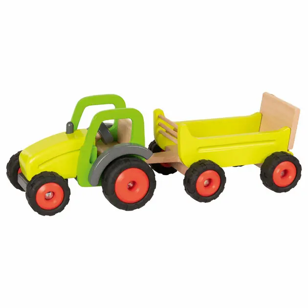 Op = Op Goki Houten Tractor met Trailer