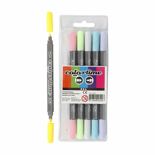 Bestseller Dubbelzijdige Stiften - PastelKleuren, 6st.