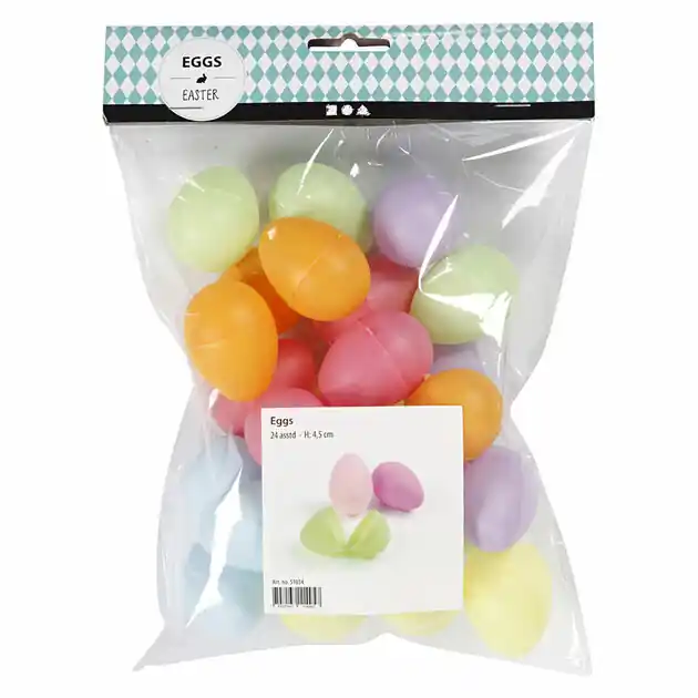 Plastic Eieren Gekleurd, 24st. 4,5cm Betrouwbaar