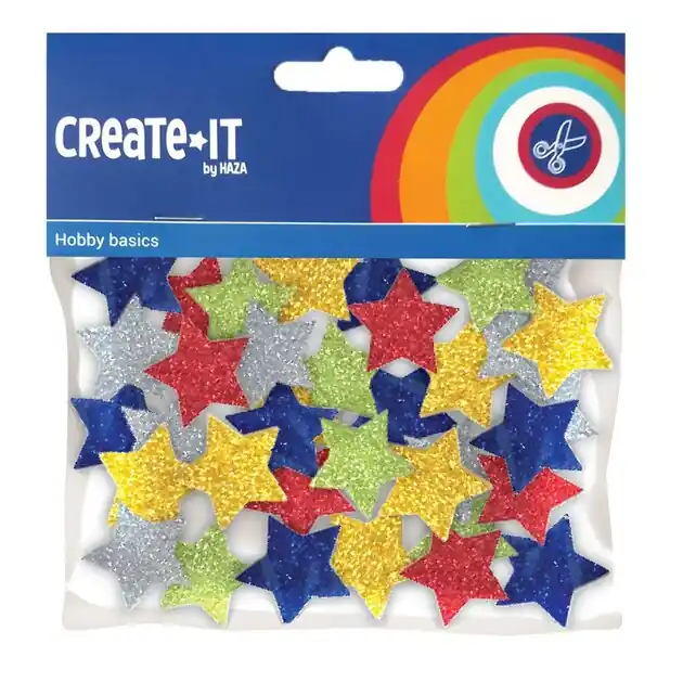 Foamstickers Sterren Glitter, 54st. Gecertificeerd