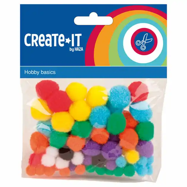 Betrouwbaar Gekleurde Pompoms, 78st.