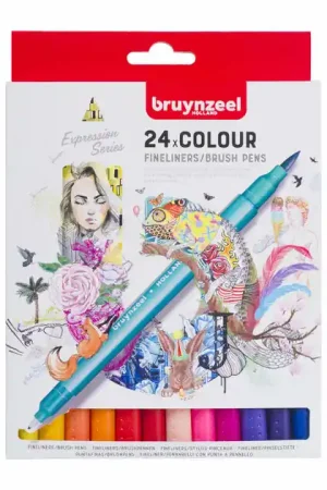 Bruynzeel Fineliner Brushpennen, 24st. Nu Kopen