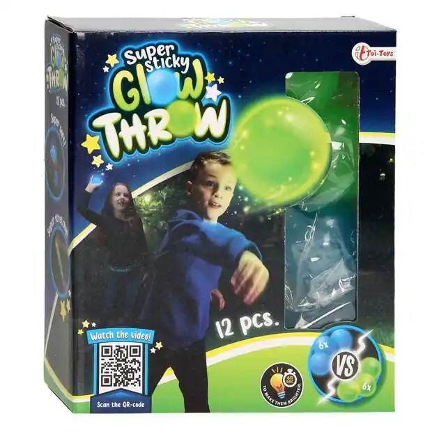 Sticky Stretch Ballen Glow in the Dark, 12st Weekendaanbieding