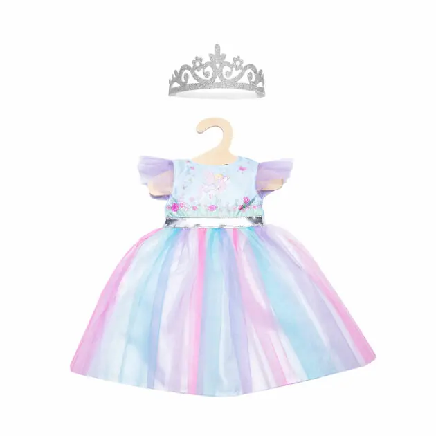 Nieuw Poppenjurk Fee en Eenhoorn met Kroon, 28-35 cm