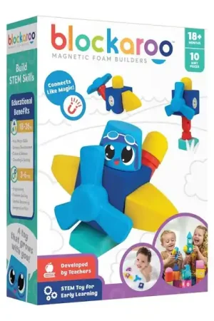 Alleen Vandaag Blockaroo Magnetische Foam Blokken Vliegtuig Box, 10dlg.