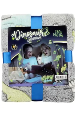 Alleen Vandaag Glow N Fun Glow in the Dark Deken Dino, 130x150cm