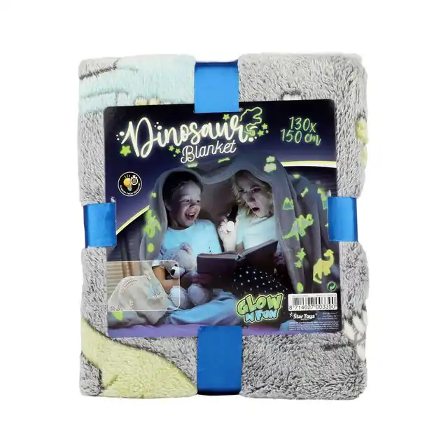 Alleen Vandaag Glow N Fun Glow in the Dark Deken Dino, 130x150cm