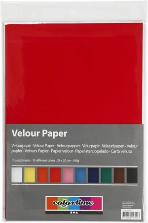 Dagaanbieding Velour Papier Kleur A4, 10 Vellen