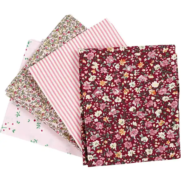 Koop Vandaag Patchwork Stof Roze 45x55cm, 4st.