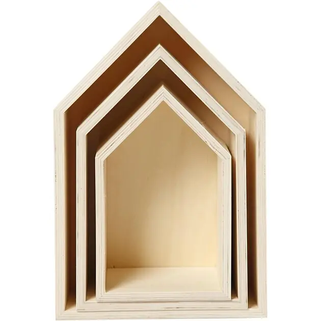 Populair Houten Huisjes met Ophanghaak, 3st.