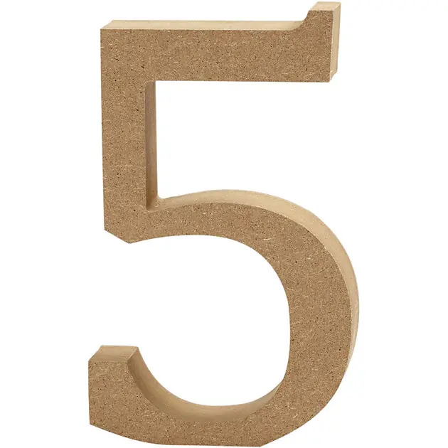 Cijfer 5 MDF 8cm, 1st. Alleen Vandaag