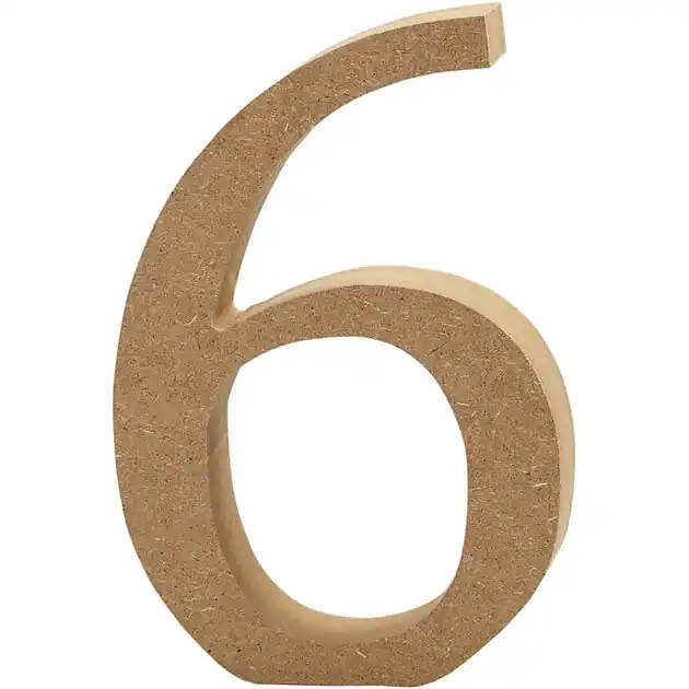 Hete Deal Cijfer 6 MDF 8cm, 1st.