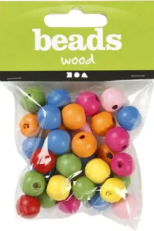 Houten Kralen Mix 12mm, 40st. Alleen Vandaag