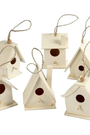 Vogelhuis Hout 7cm, 6st. Direct Beschikbaar