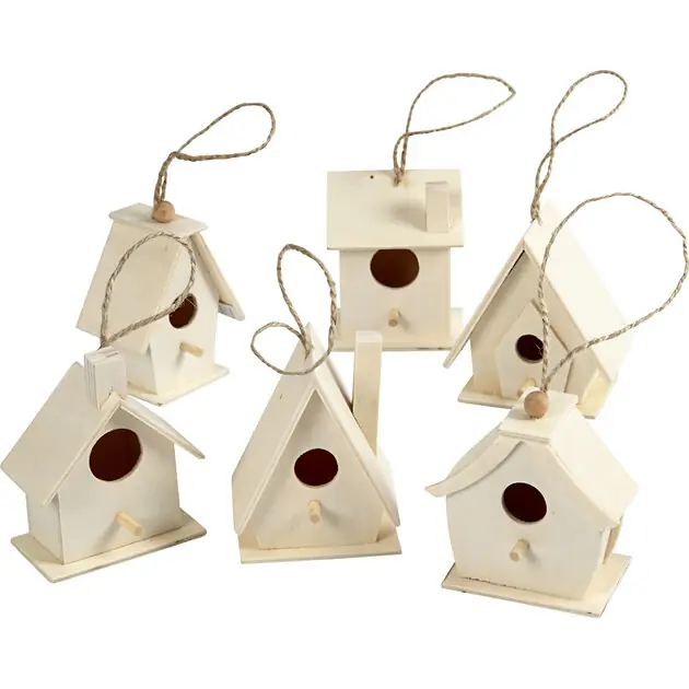 Vogelhuis Hout 7cm, 6st. Direct Beschikbaar