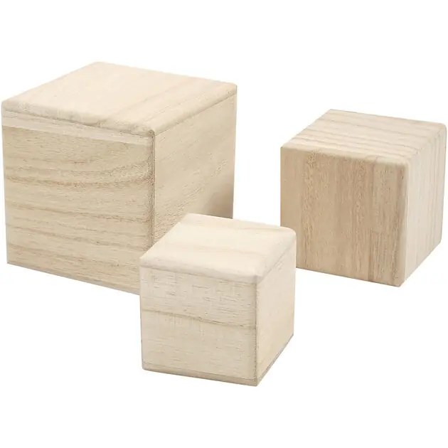 Koop Vandaag Houten Kubussen, Set van 3