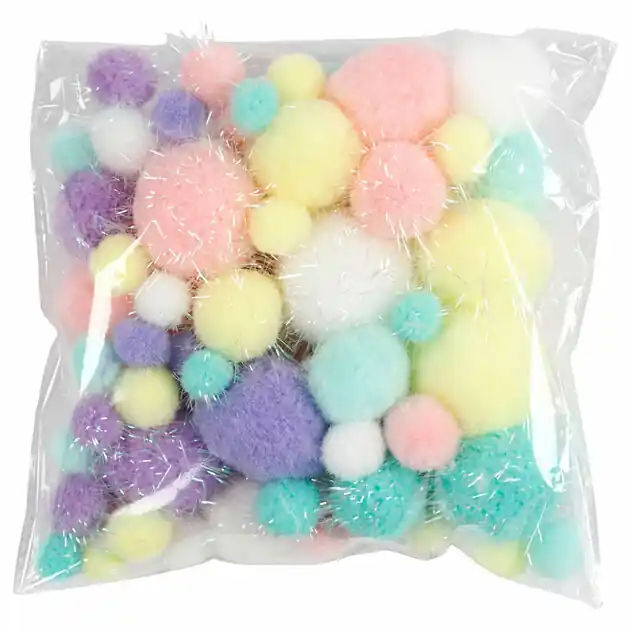 Direct Verzonden Pom-poms Pastelkleuren, 62gr.